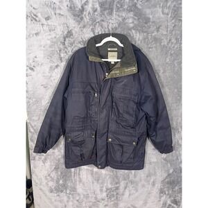 Pacific Trail Mens Navy Blue Fleece Lined Hooded Parka Field Jacket Size M